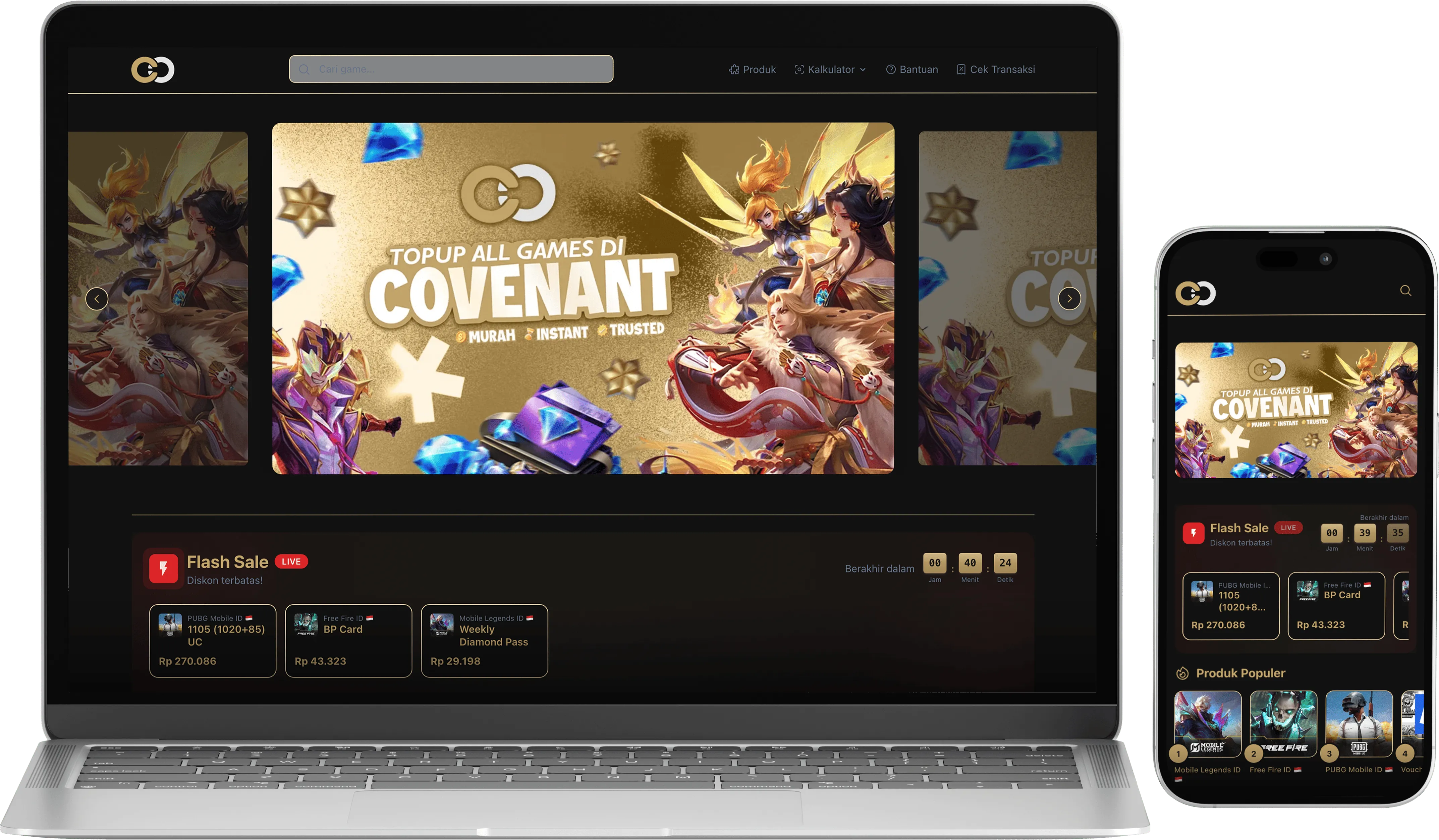 Template Showcase 3 – Tampilan Website Top Up Game